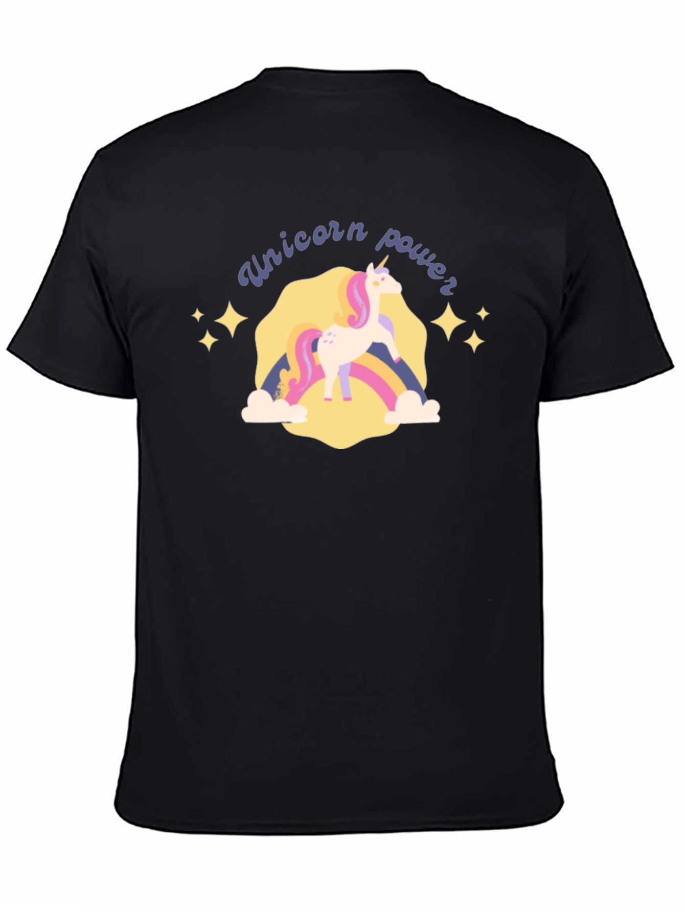Unicorn Power Graphic Tee - Black Cotton T-Shirt