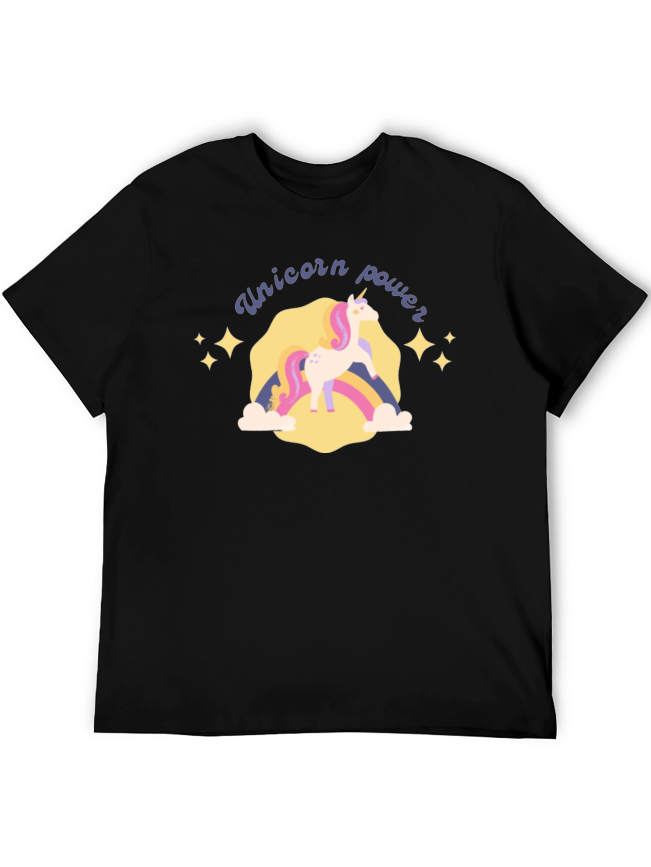 Unicorn Power Graphic Tee - Black Cotton T-Shirt