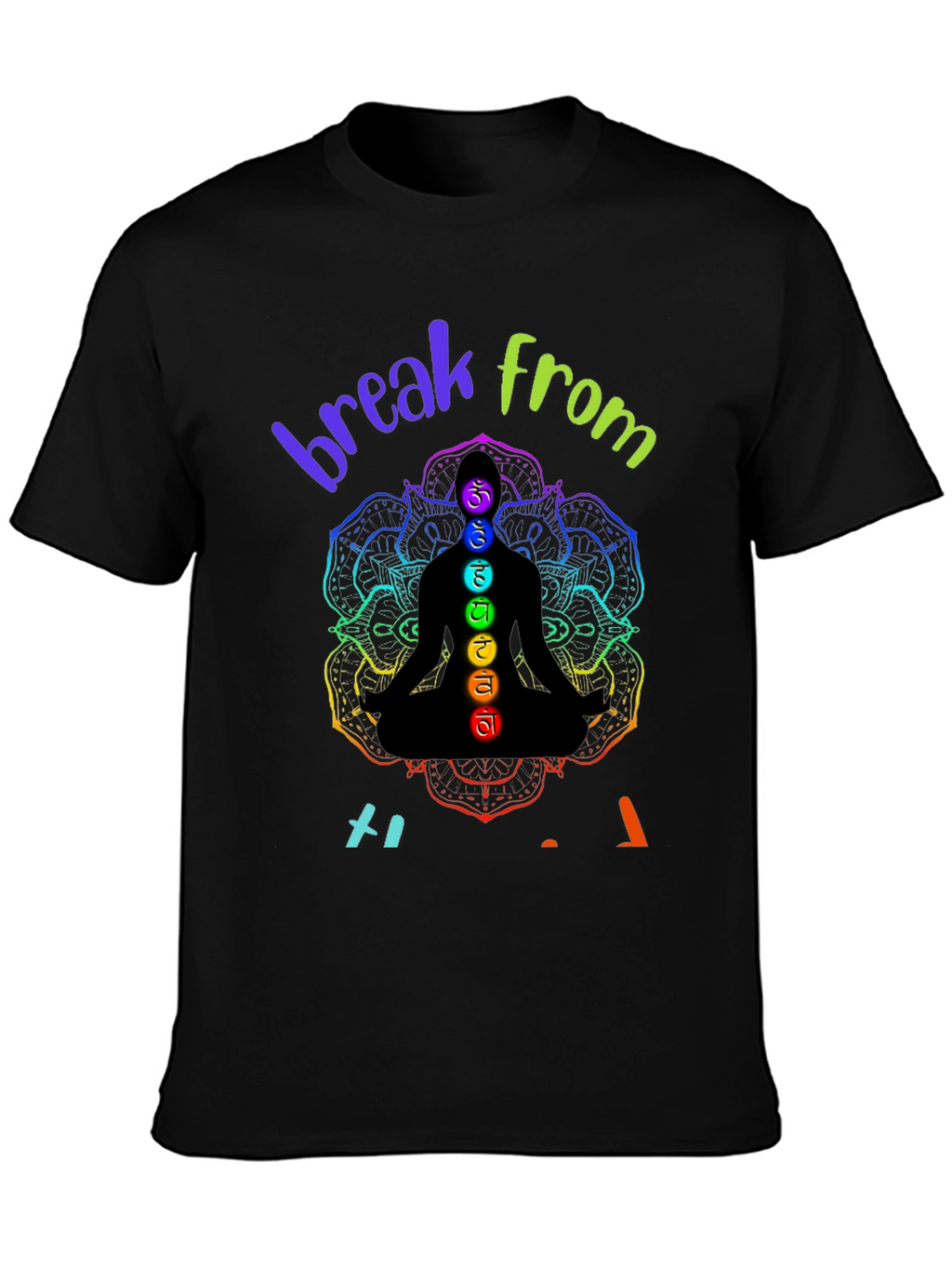 Chakra Meditation Black Graphic T-Shirt