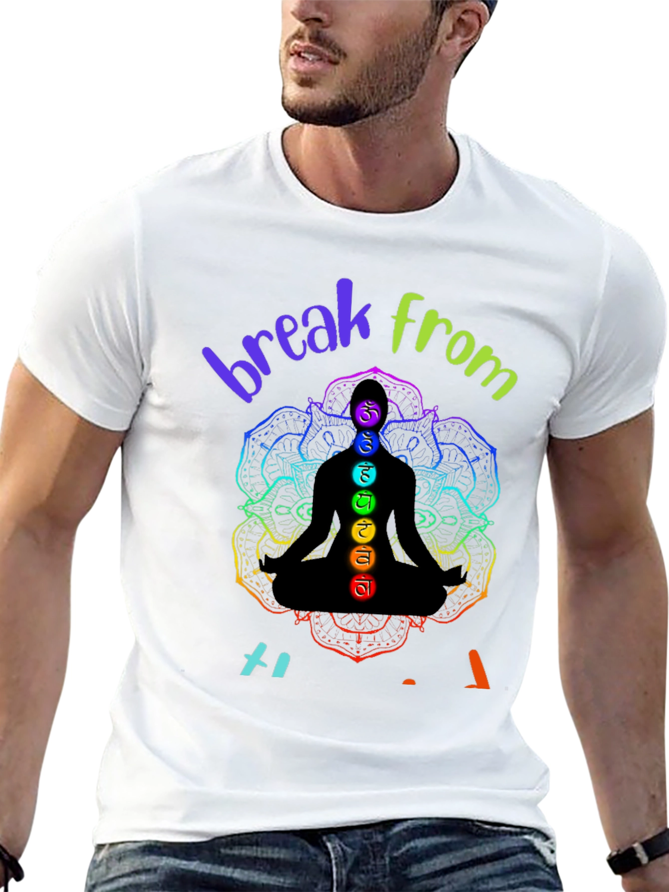 Chakra Meditation Black Graphic T-Shirt
