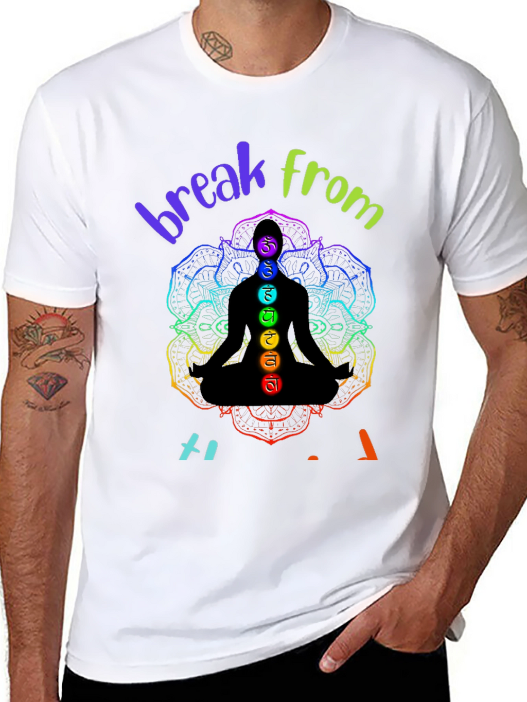 Chakra Meditation Black Graphic T-Shirt