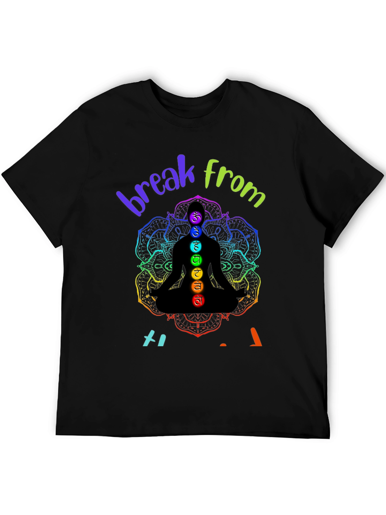 Chakra Meditation Black Graphic T-Shirt