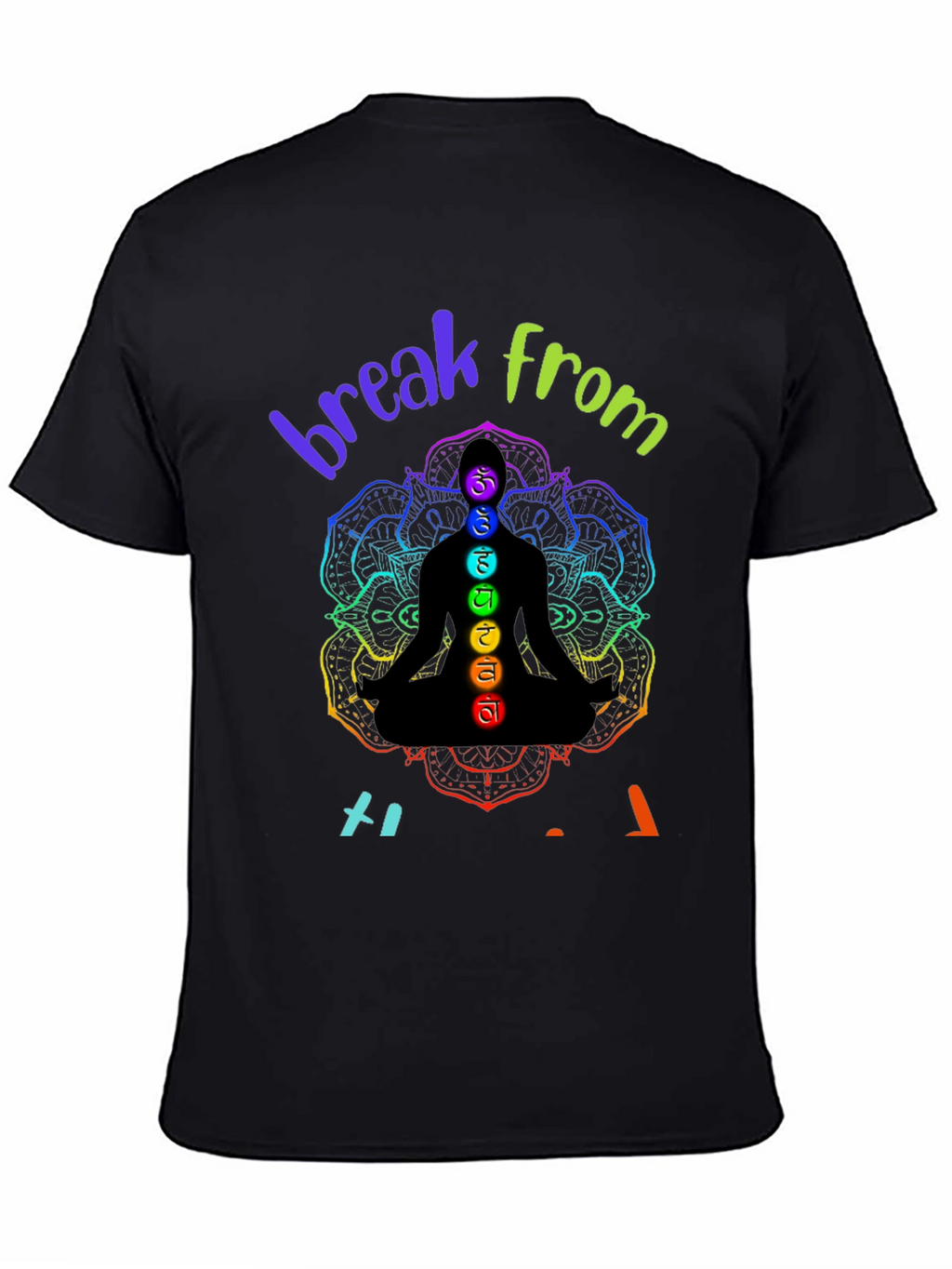 Chakra Meditation Black Graphic T-Shirt