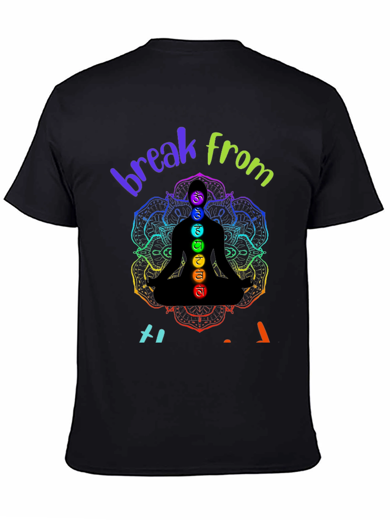 Chakra Meditation Black Graphic T-Shirt