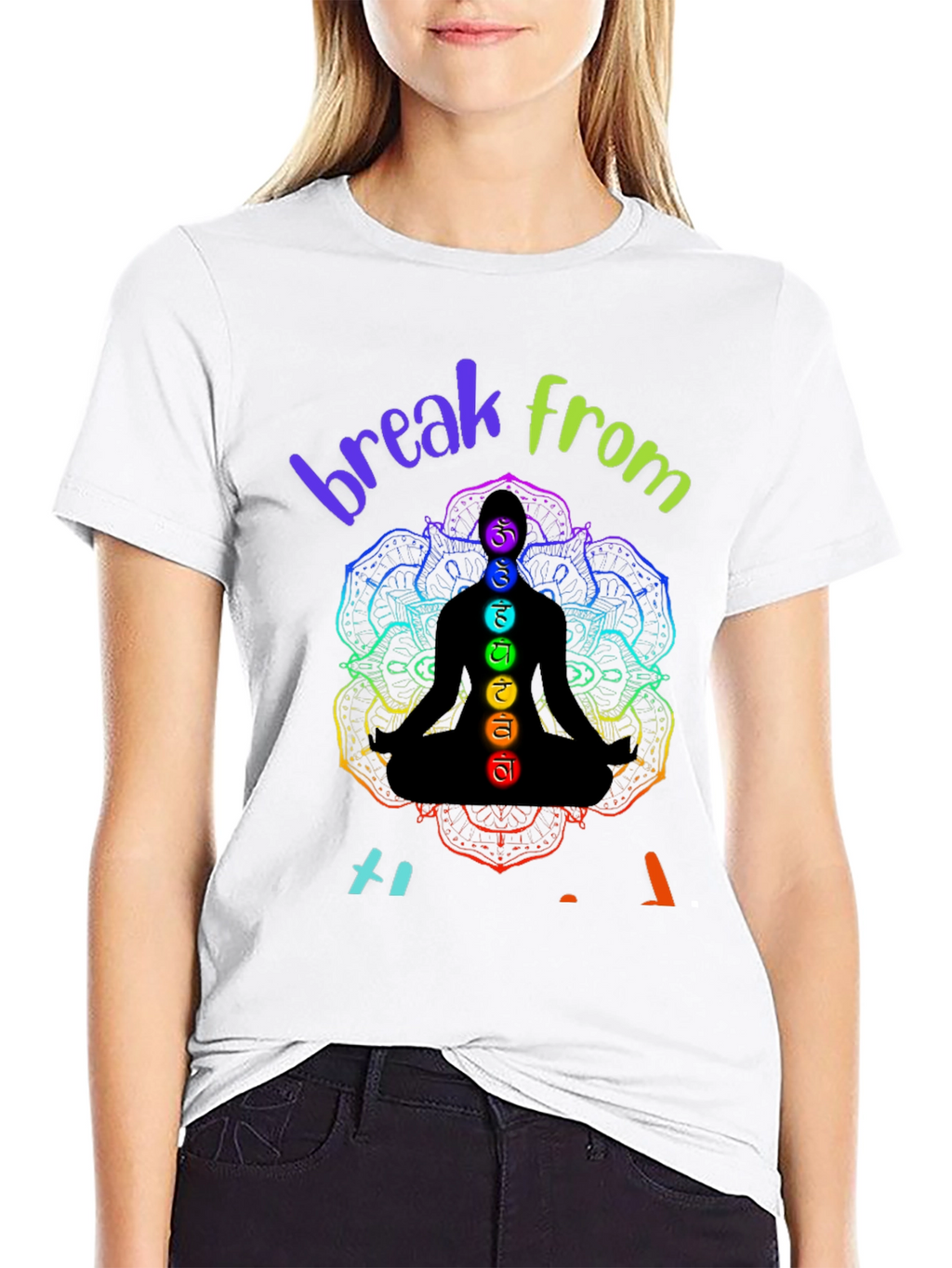Chakra Meditation Black Graphic T-Shirt