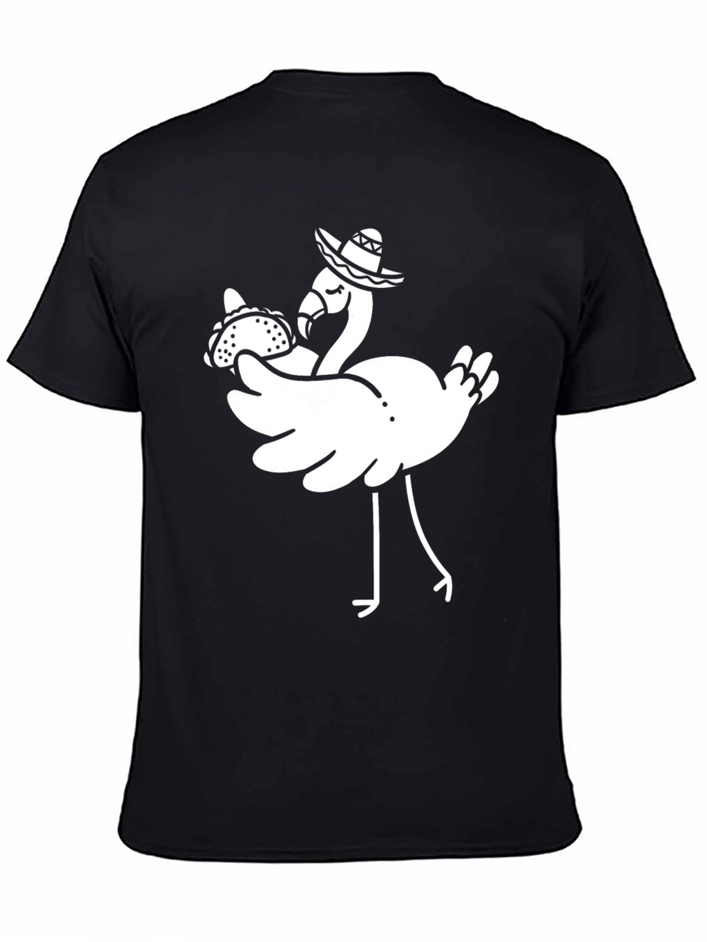 Flamingo Taco Sombrero Graphic Tee - Black