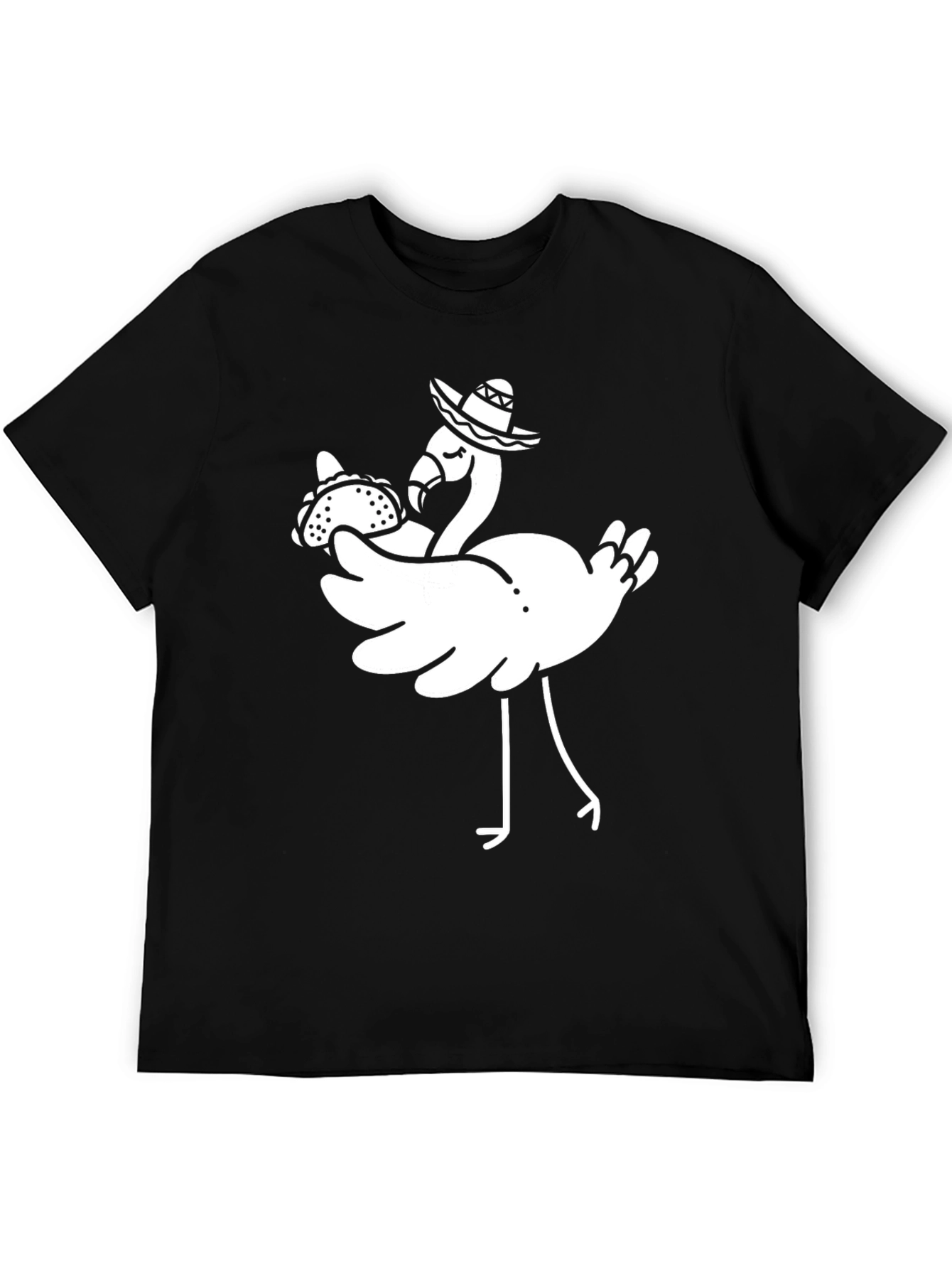 Flamingo Taco Sombrero Graphic Tee - Black