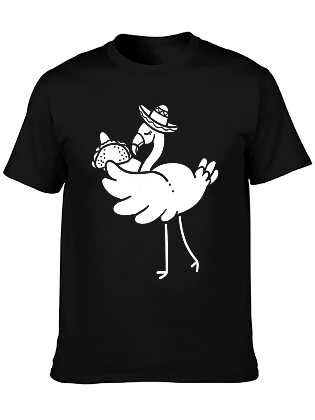 Flamingo Taco Sombrero Graphic Tee - Black