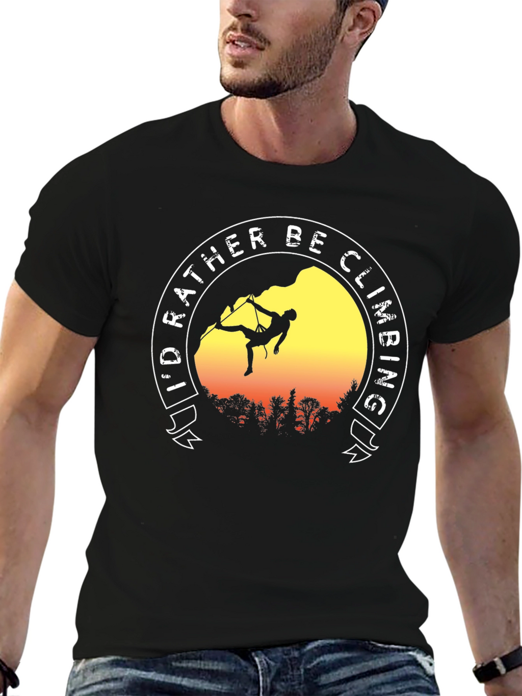 Id Rather Be Climbing Black T-Shirt