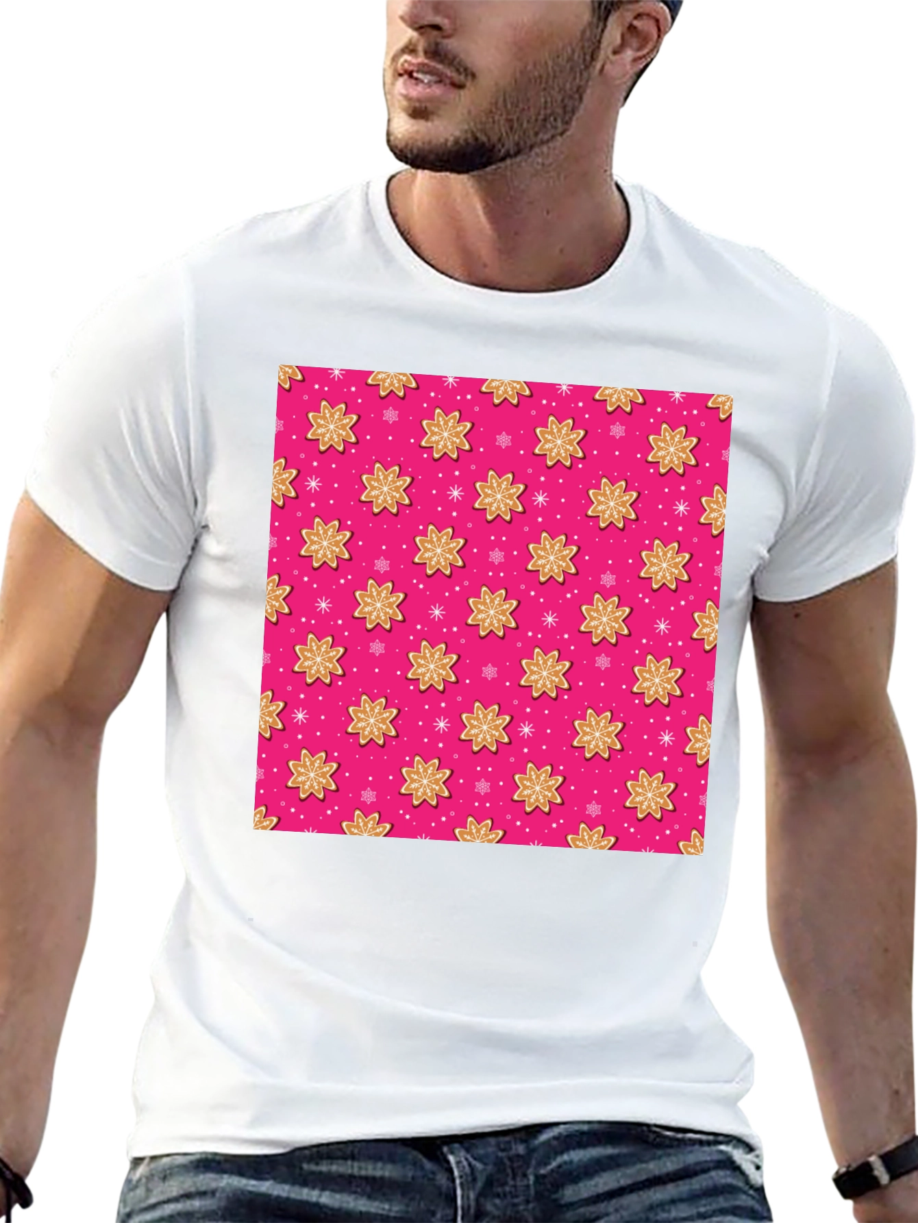 Pink Gingerbread Pattern T-Shirt