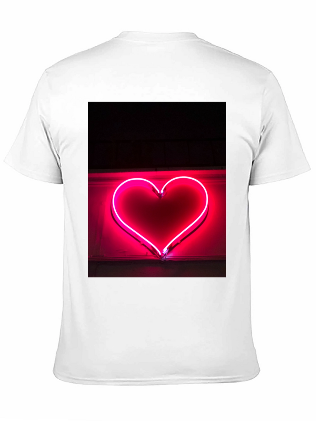 Neon Heart Graphic Tee - Black Cotton T-Shirt