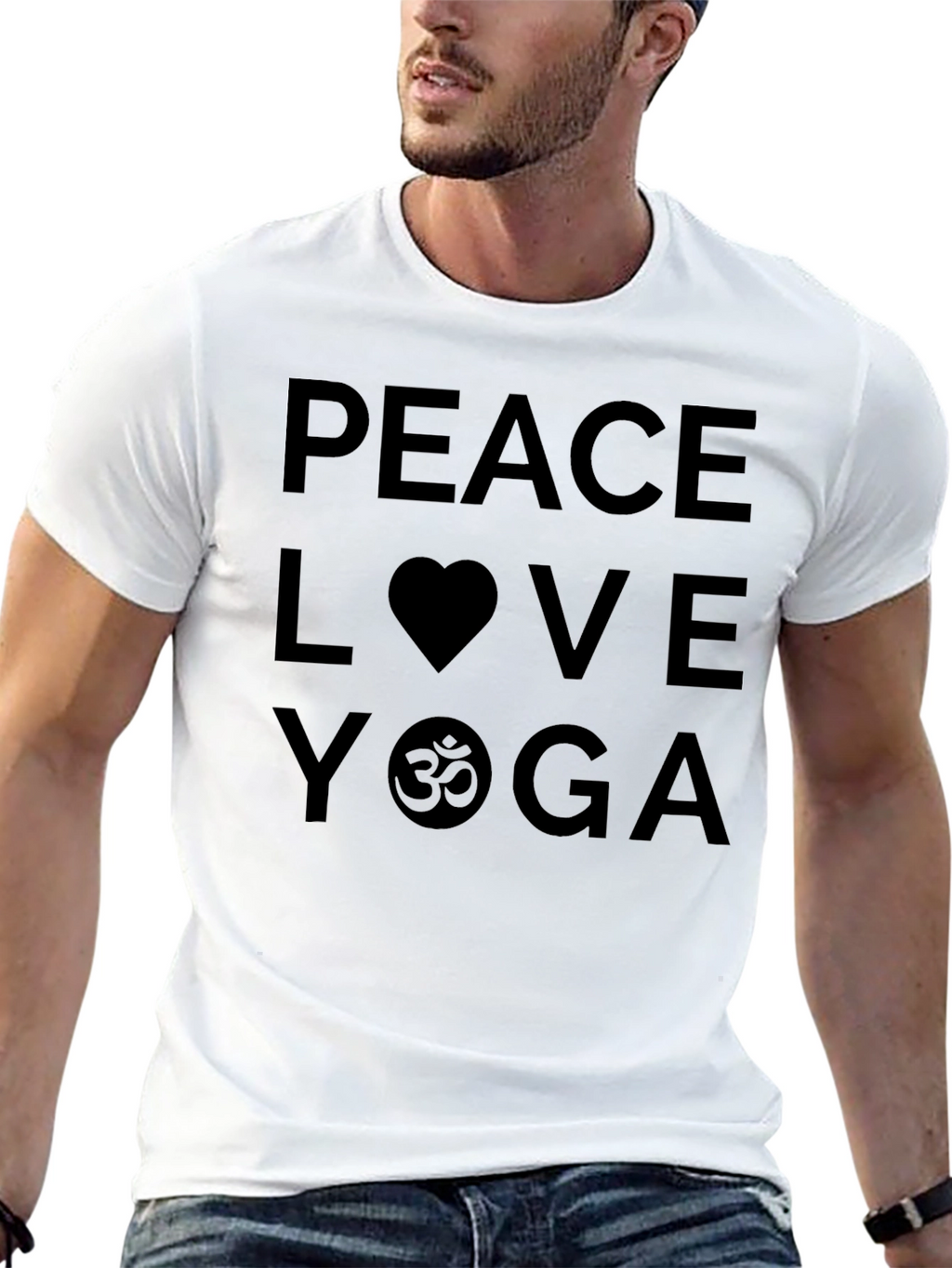 Peace Love Yoga Graphic Black T-Shirt