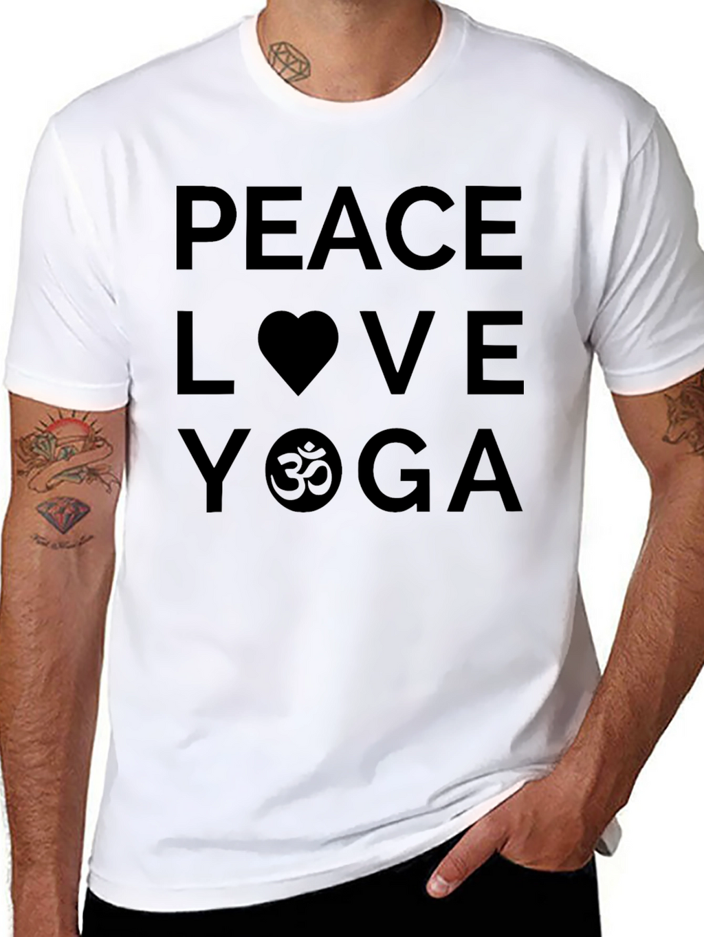 Peace Love Yoga Graphic Black T-Shirt