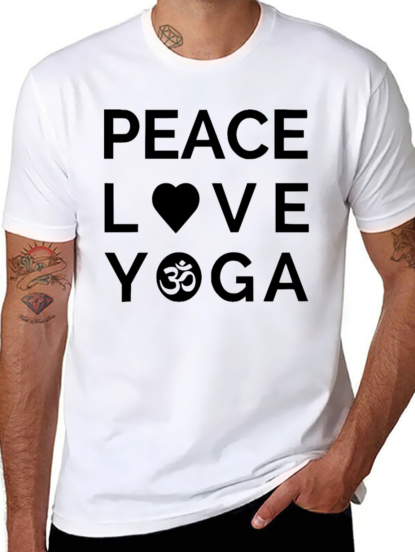 Peace Love Yoga Graphic Black T-Shirt