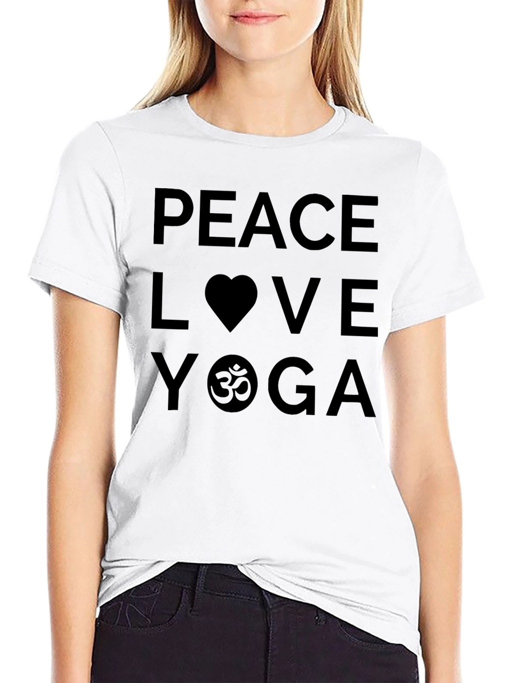 Peace Love Yoga Graphic Black T-Shirt