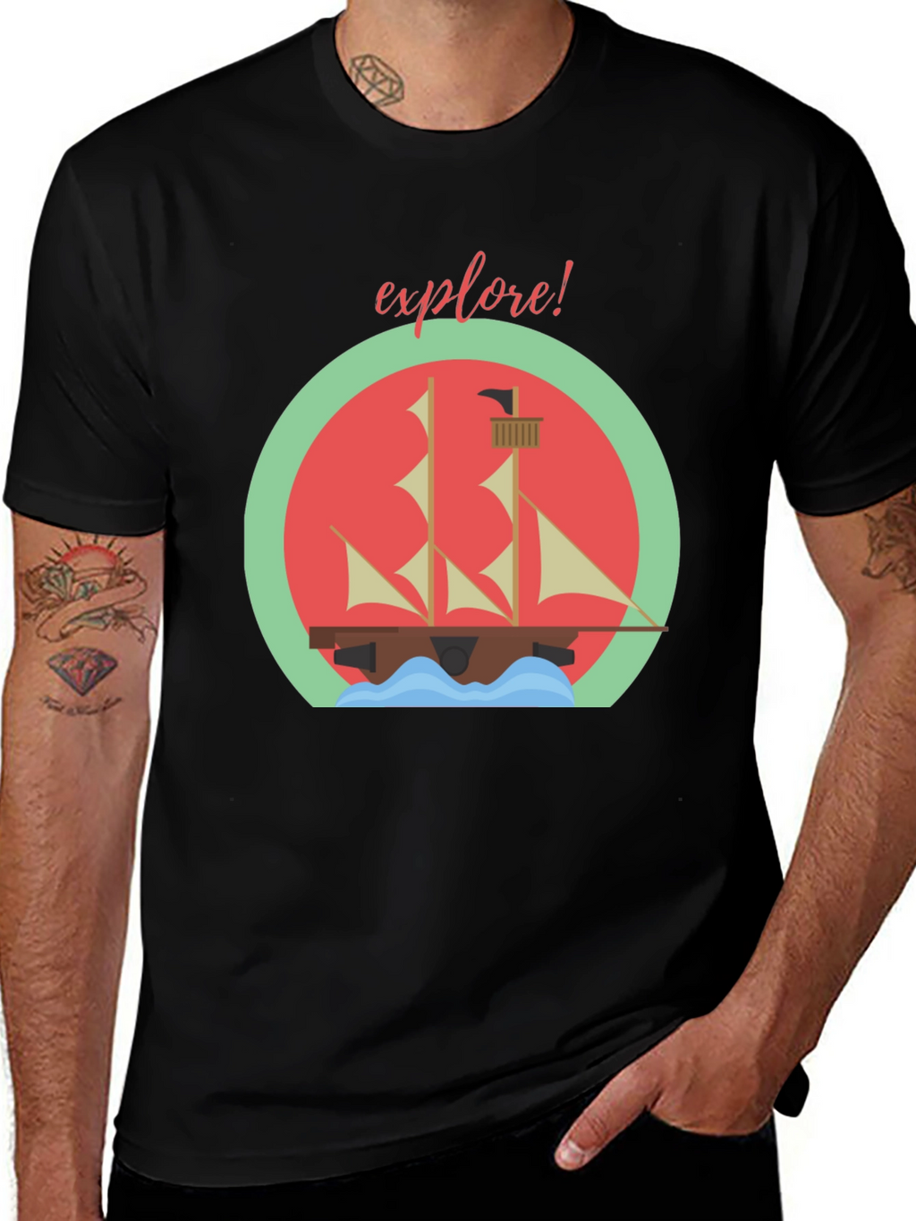 Explore! Adventure T-Shirt - Sailing Ship Design