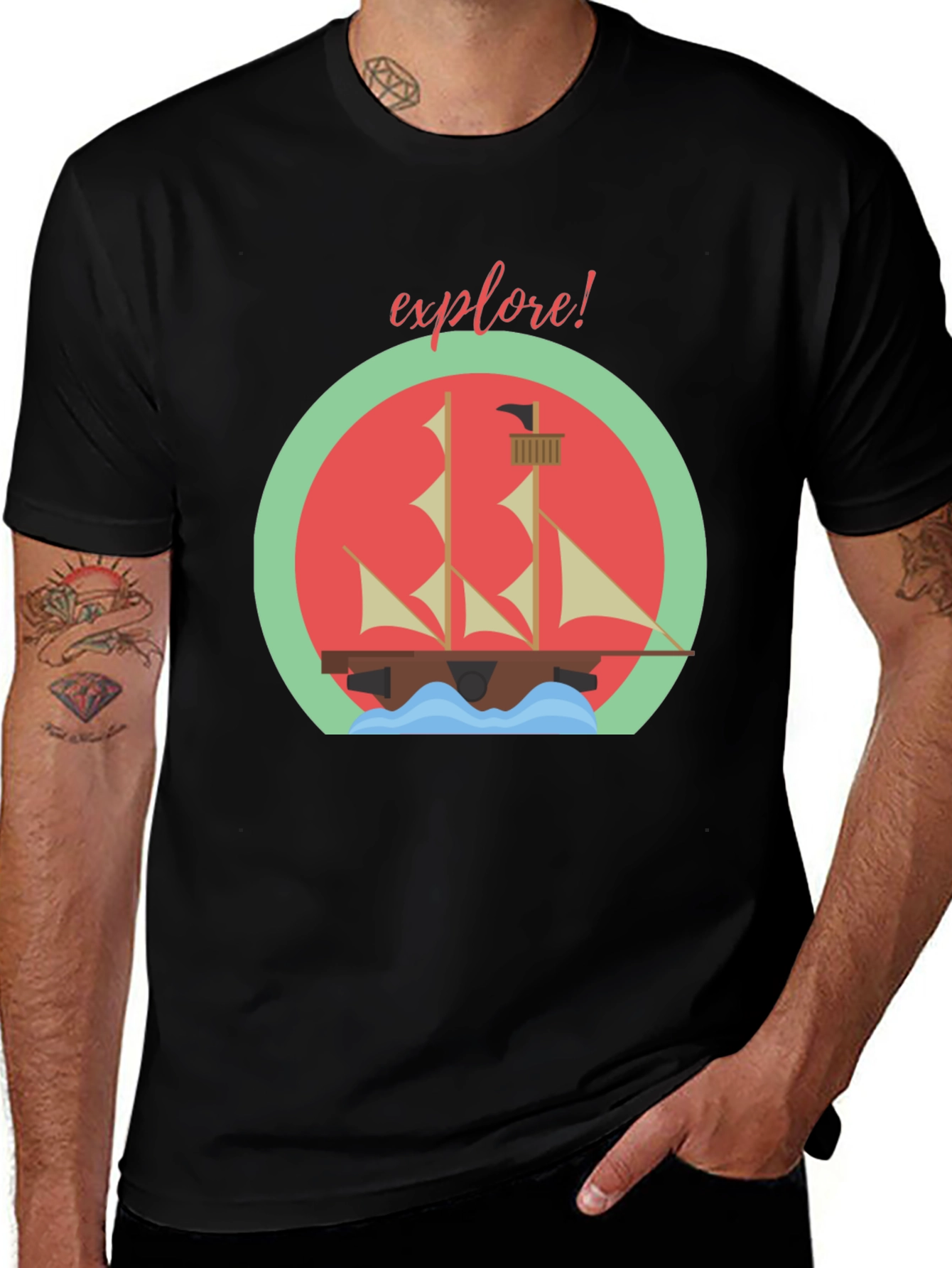 Explore! Adventure T-Shirt - Sailing Ship Design
