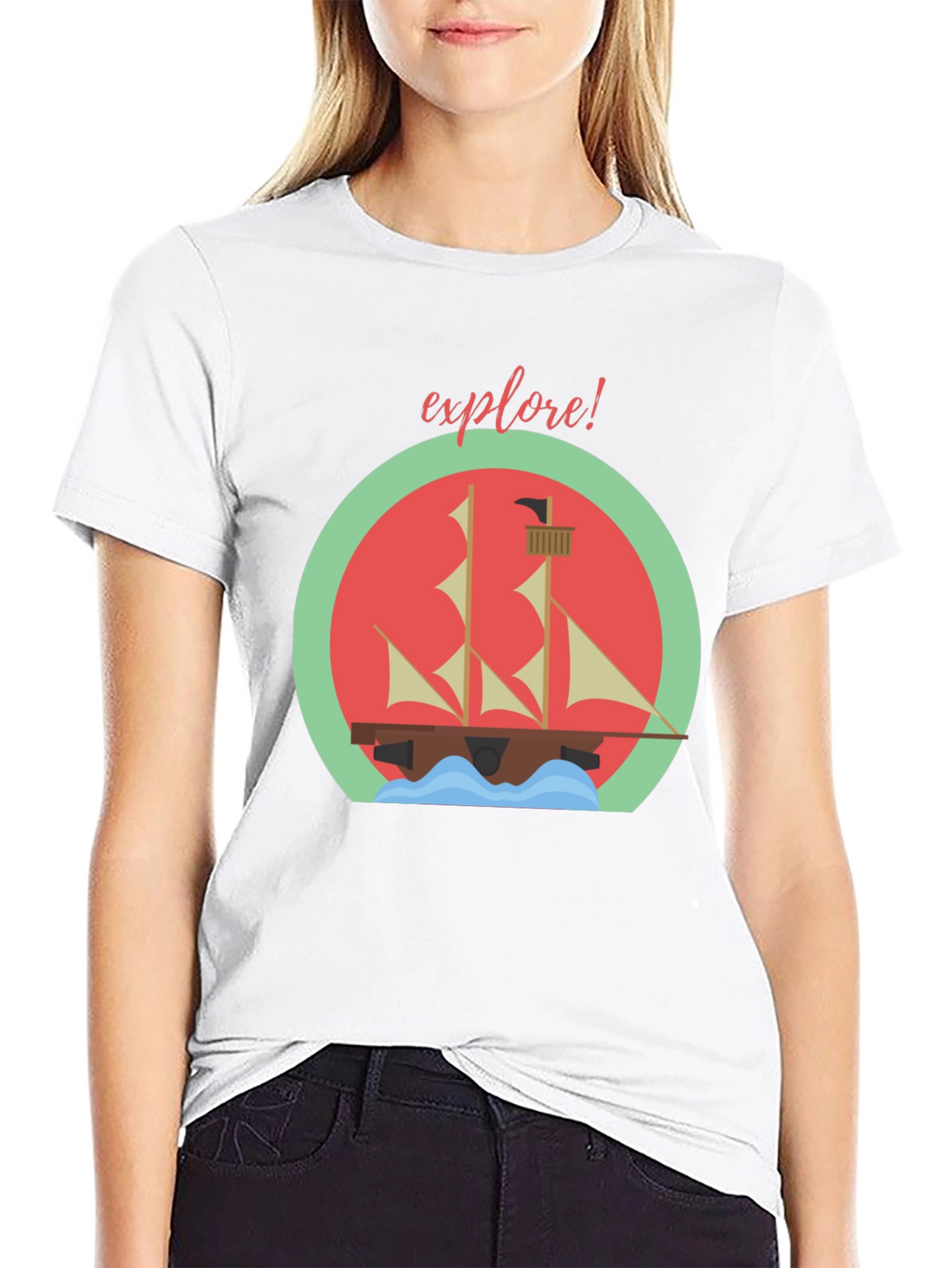 Explore! Adventure T-Shirt - Sailing Ship Design