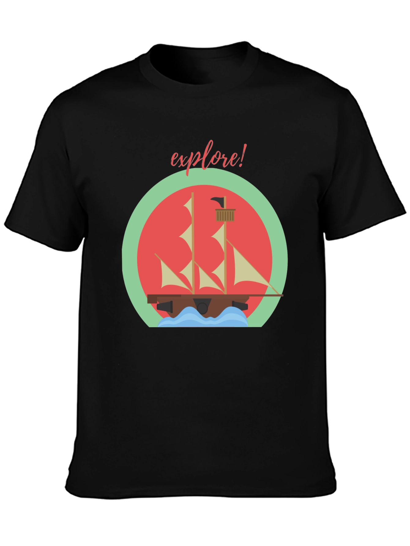 Explore! Adventure T-Shirt - Sailing Ship Design