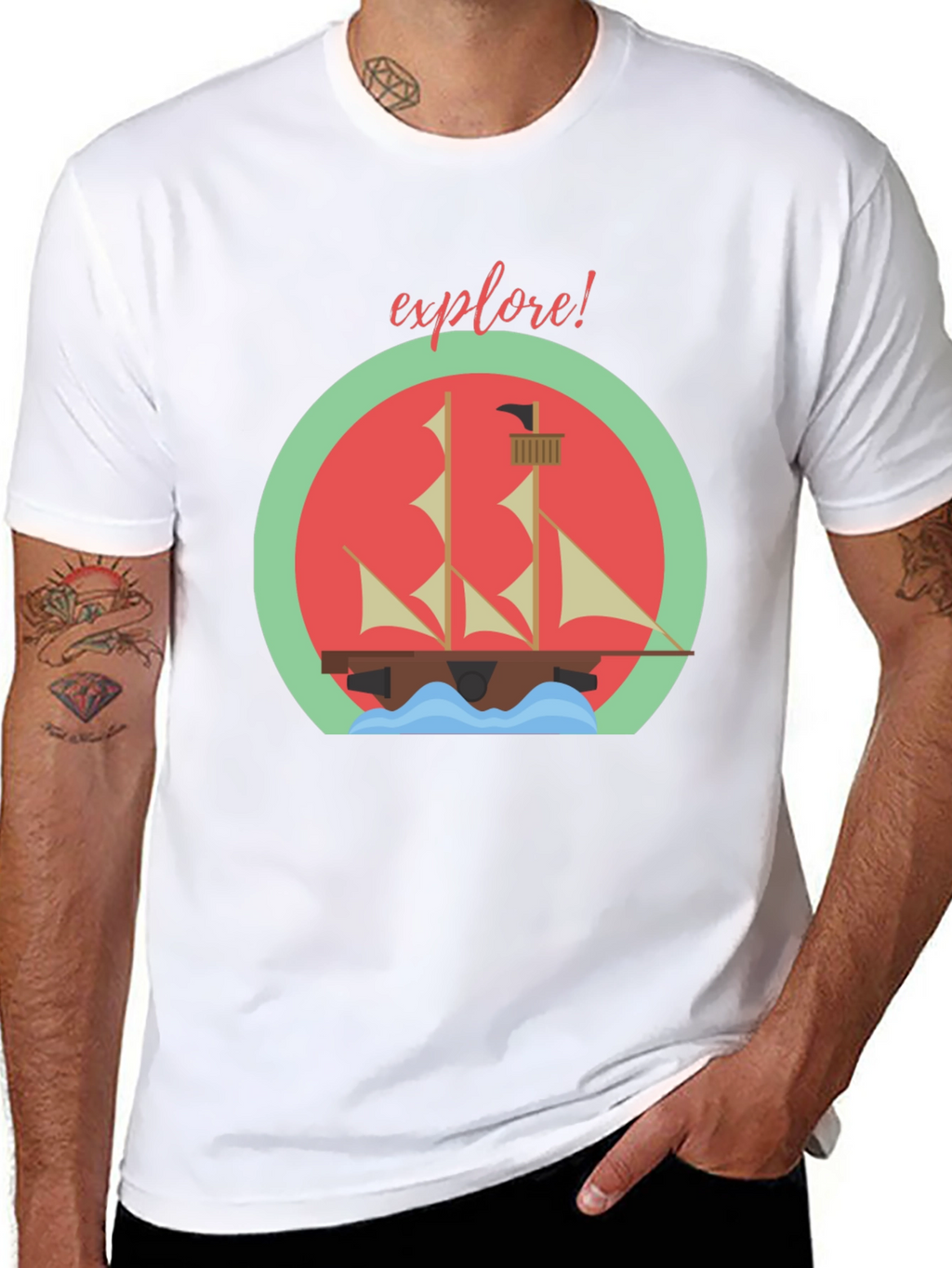 Explore! Adventure T-Shirt - Sailing Ship Design
