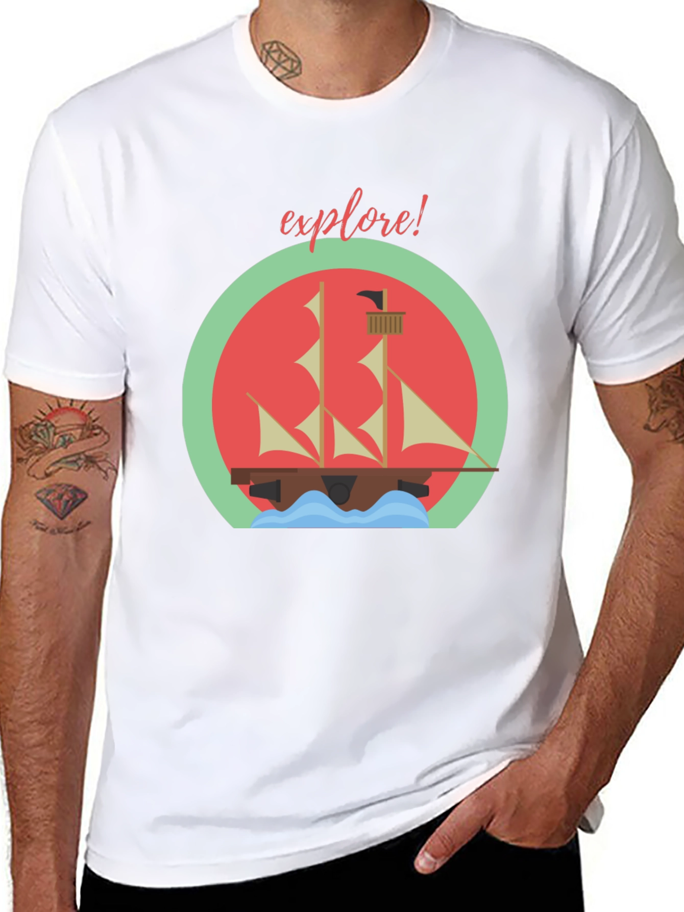 Explore! Adventure T-Shirt - Sailing Ship Design