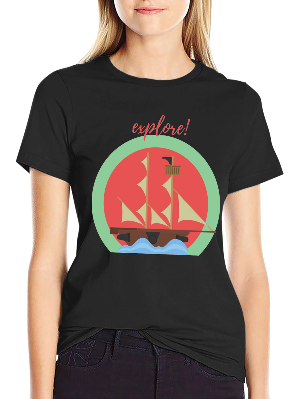 Explore! Adventure T-Shirt - Sailing Ship Design