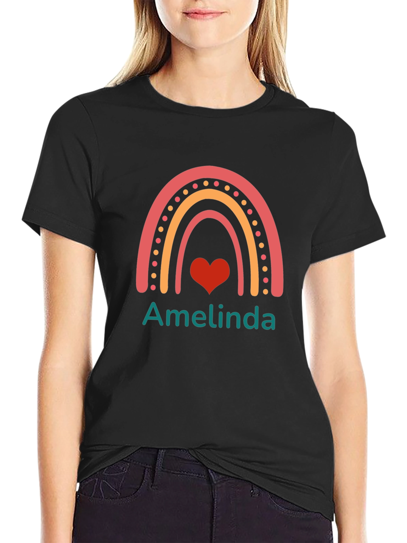 Amelinda Rainbow Heart Custom T-Shirt
