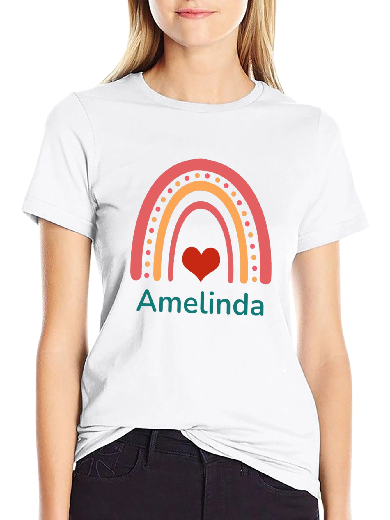 Amelinda Rainbow Heart Custom T-Shirt