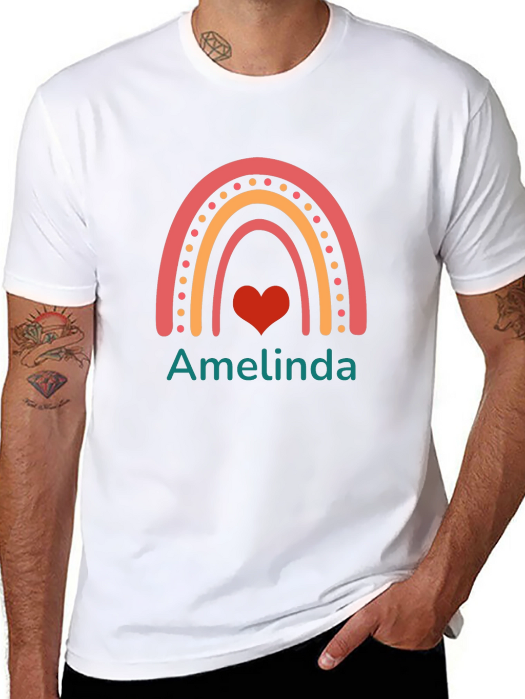 Amelinda Rainbow Heart Custom T-Shirt