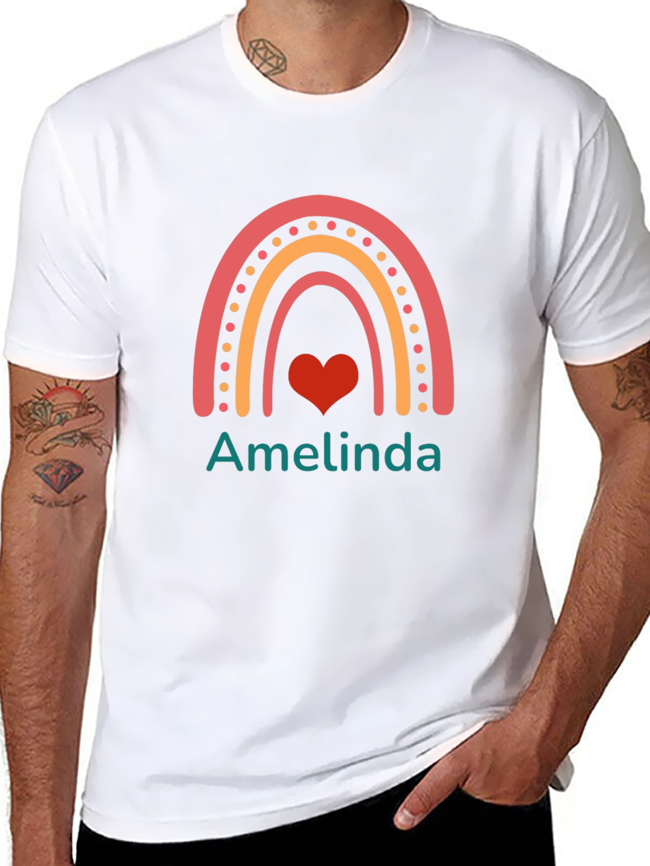 Amelinda Rainbow Heart Custom T-Shirt