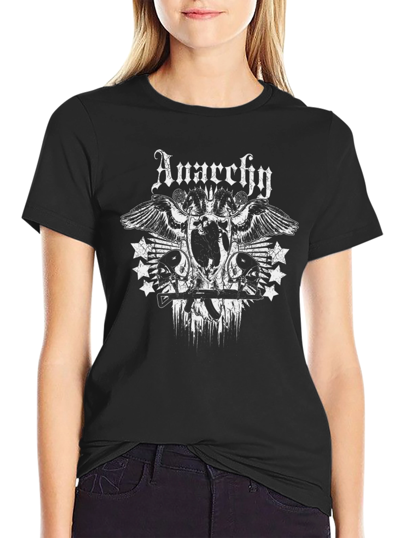 Anarchy Graphic Print Black T-Shirt