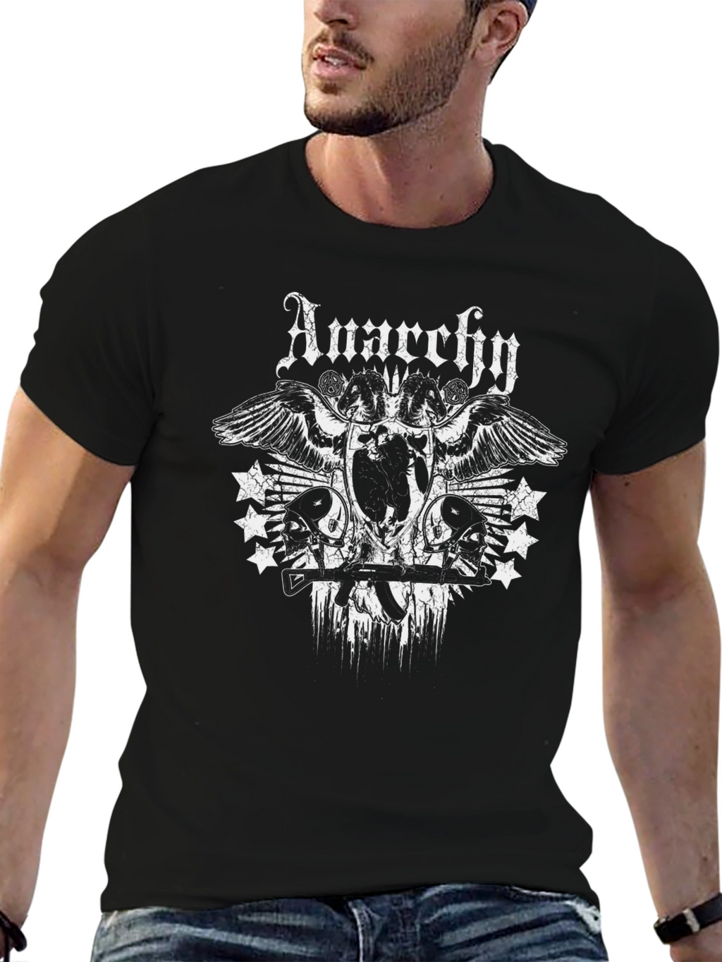Anarchy Graphic Print Black T-Shirt