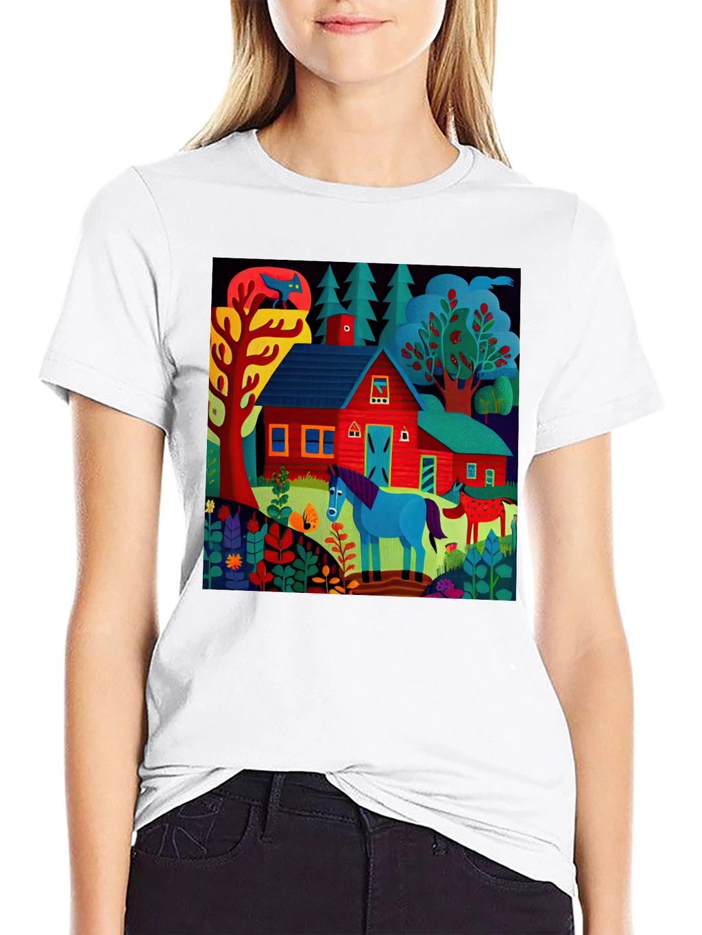 Vibrant Farm Scene Graphic Tee