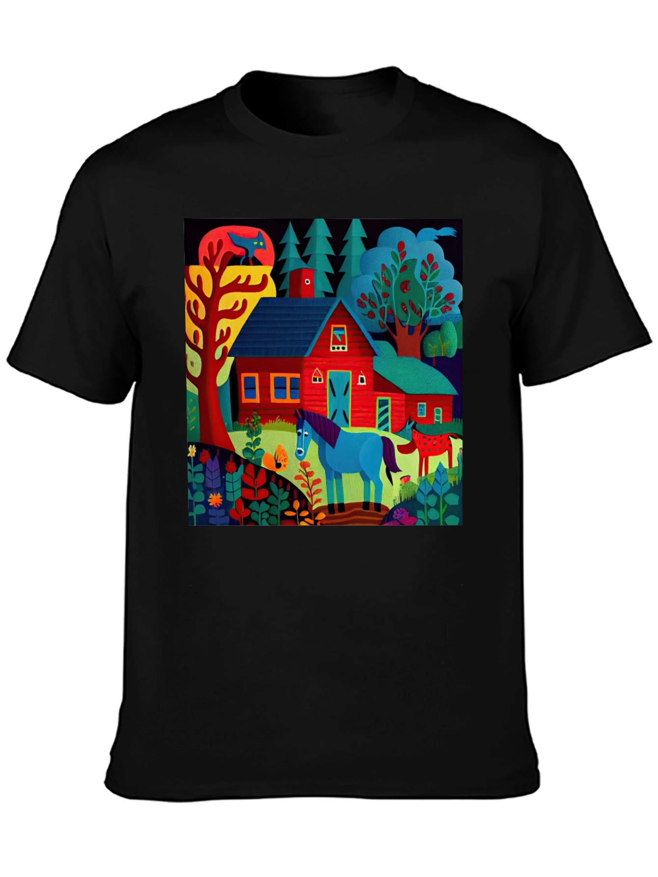 Vibrant Farm Scene Graphic Tee
