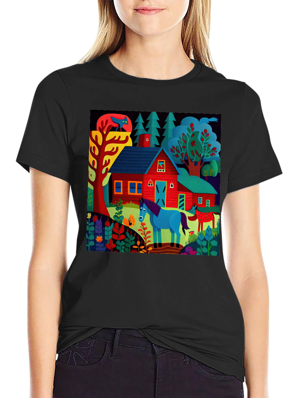 Vibrant Farm Scene Graphic Tee