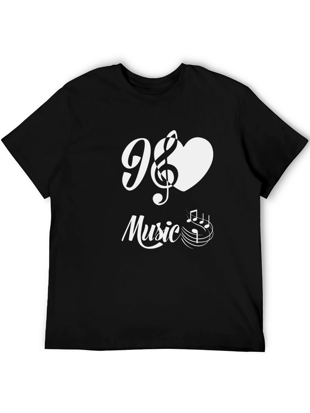 I Love Music T-Shirt - Black Cotton Graphic Tee