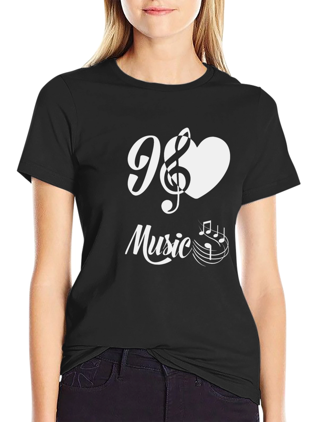 I Love Music T-Shirt - Black Cotton Graphic Tee