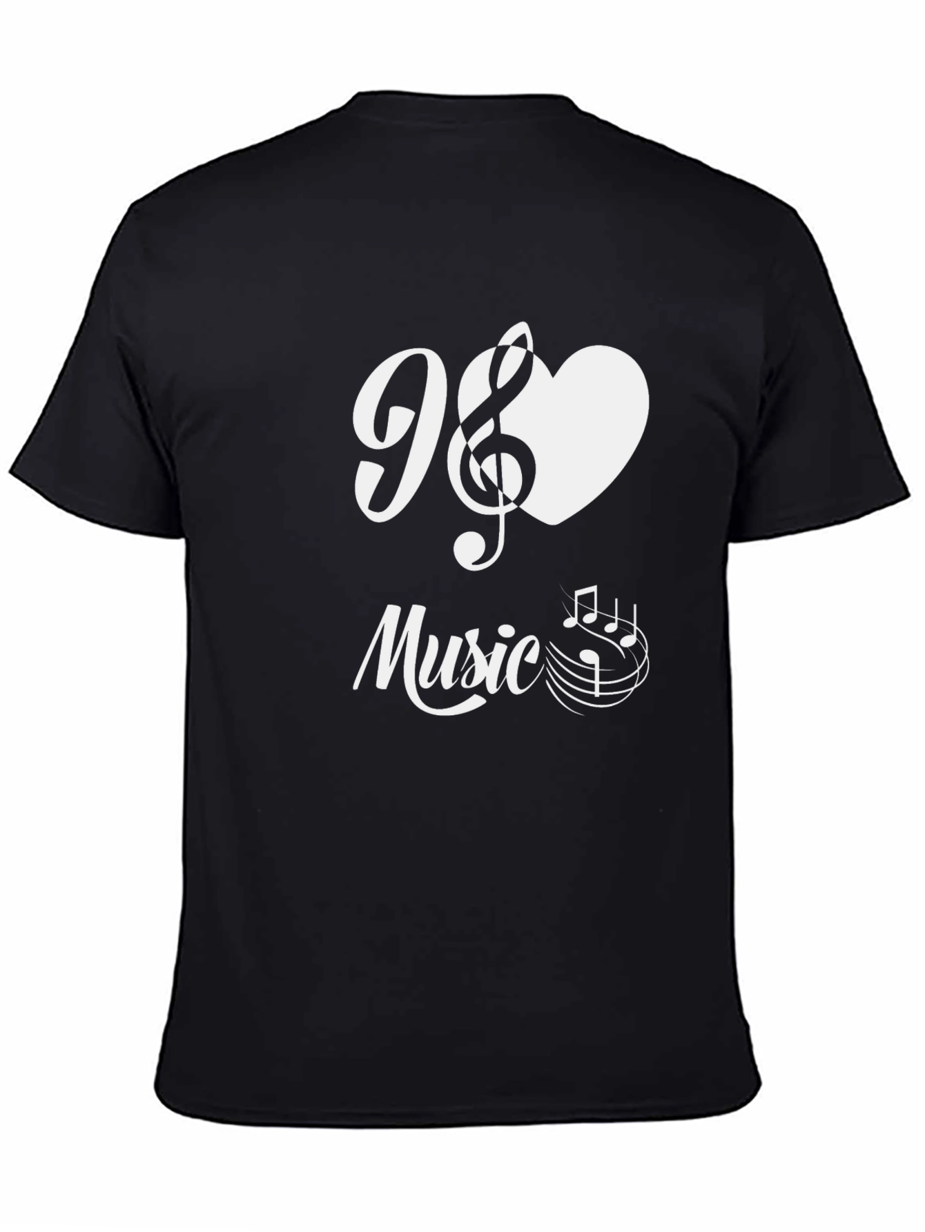 I Love Music T-Shirt - Black Cotton Graphic Tee
