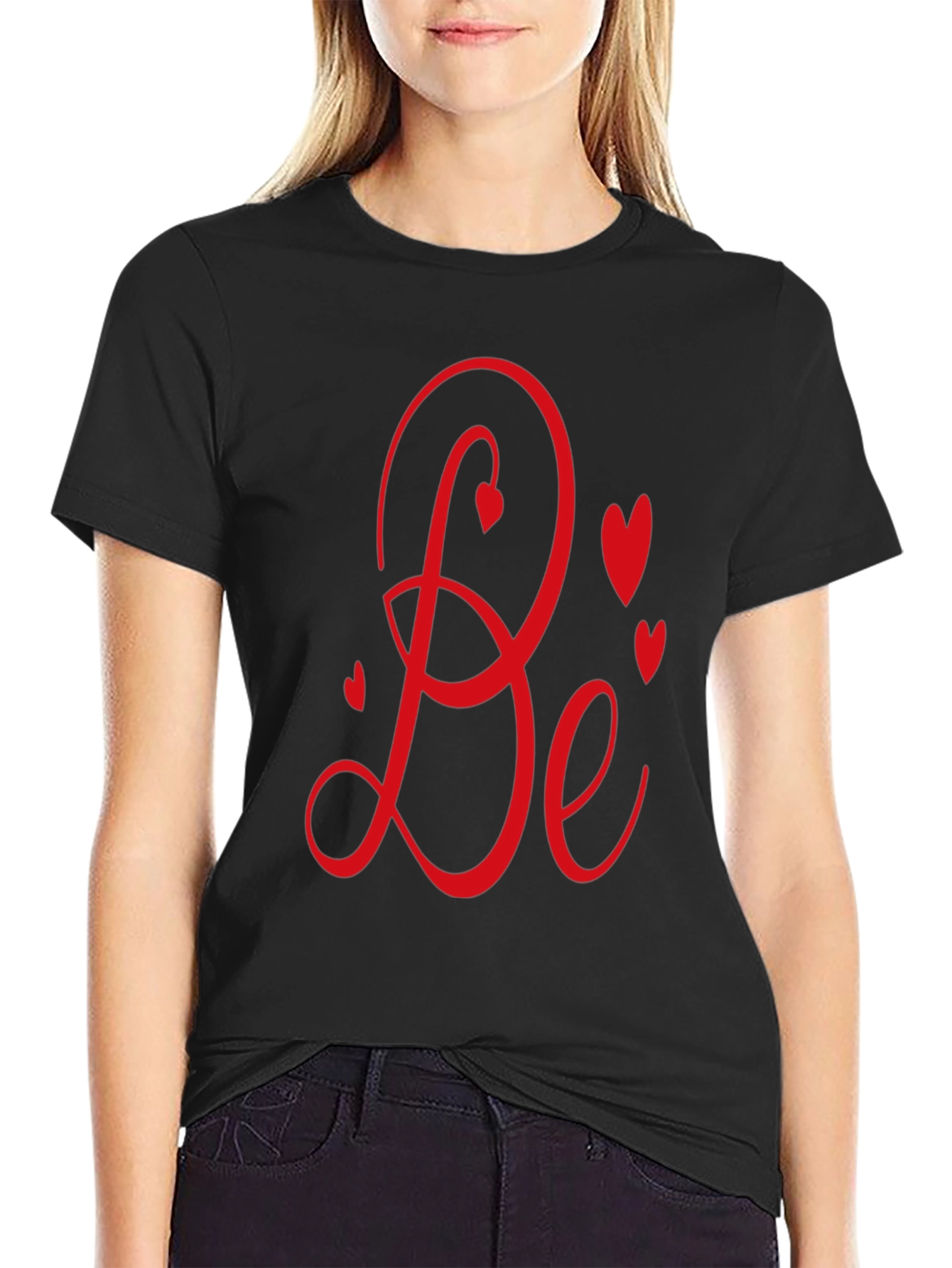 Romantic Be Mine Graphic Black Tee