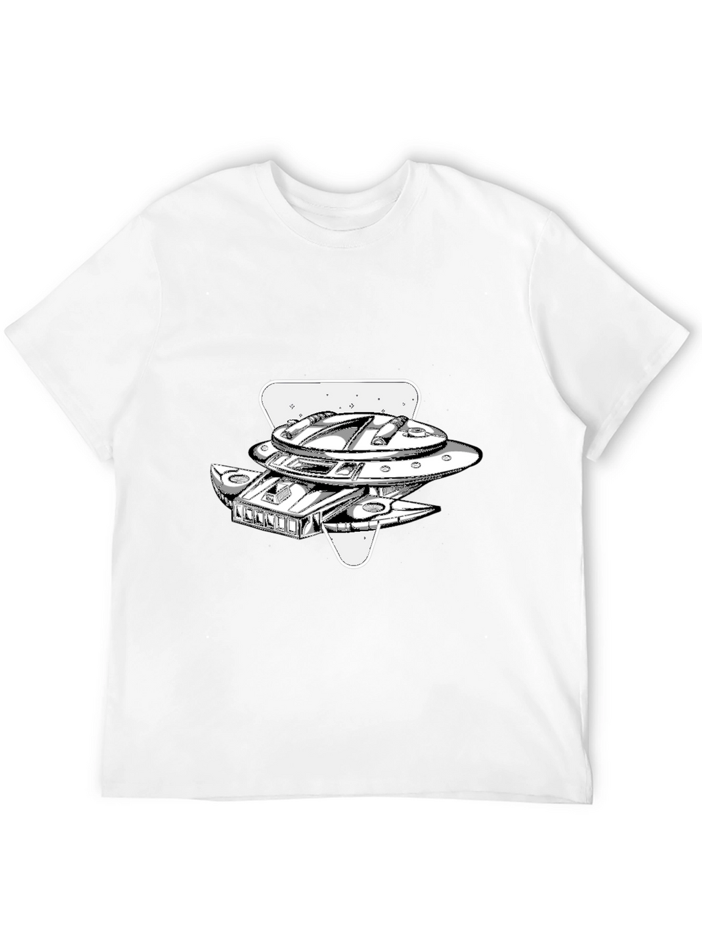 UFO Graphic T-Shirt - Black Cotton Blend