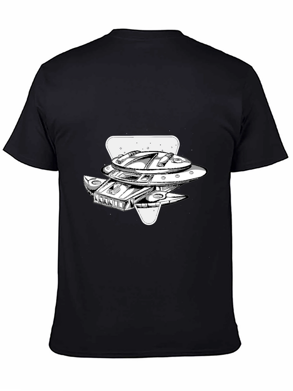 UFO Graphic T-Shirt - Black Cotton Blend