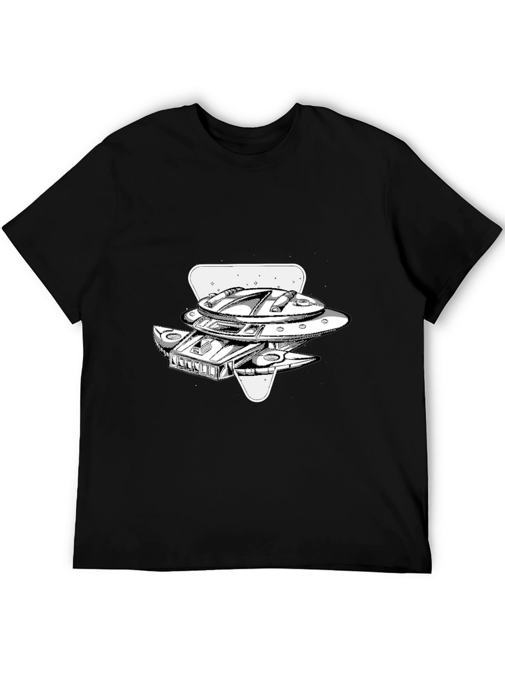 UFO Graphic T-Shirt - Black Cotton Blend