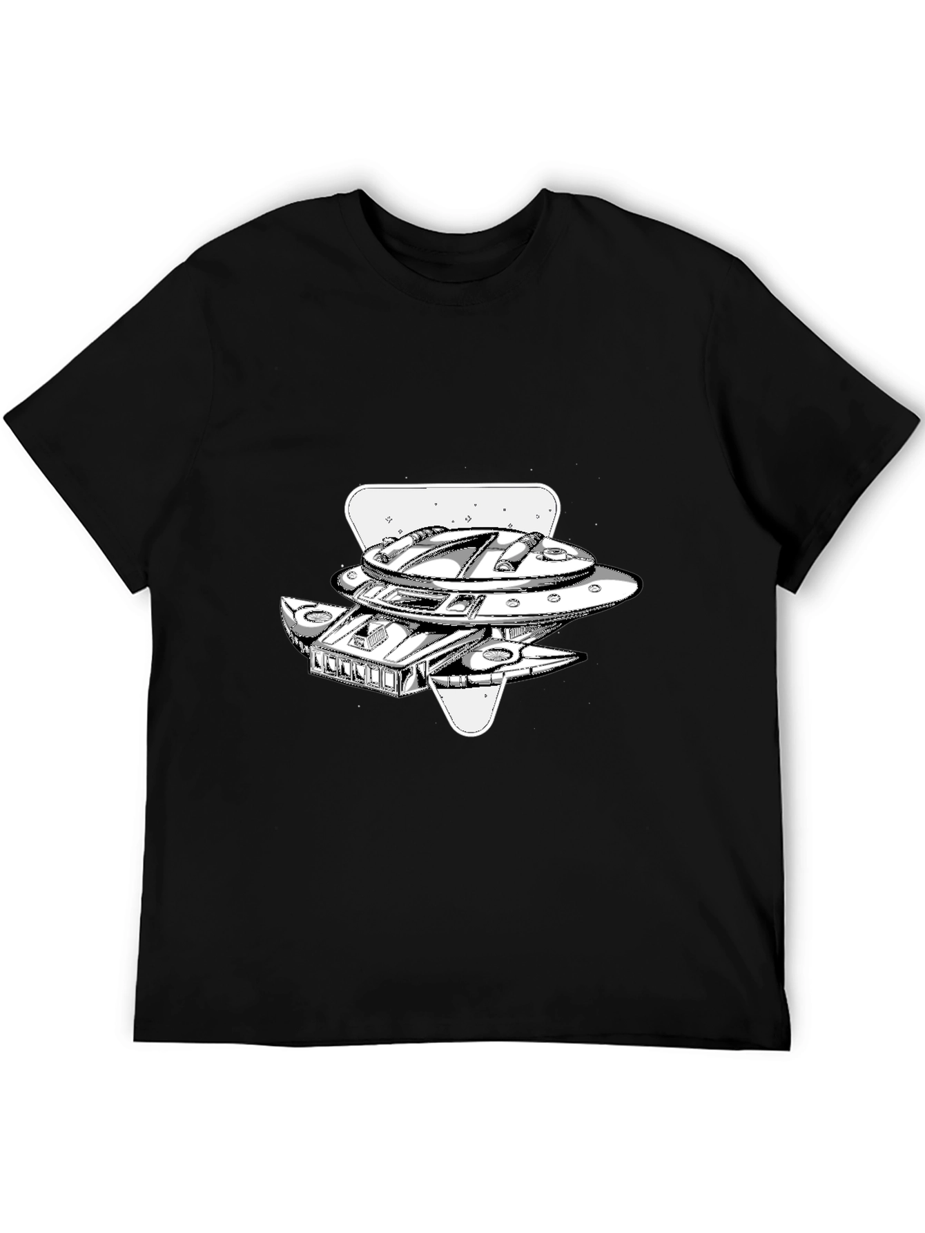 UFO Graphic T-Shirt - Black Cotton Blend