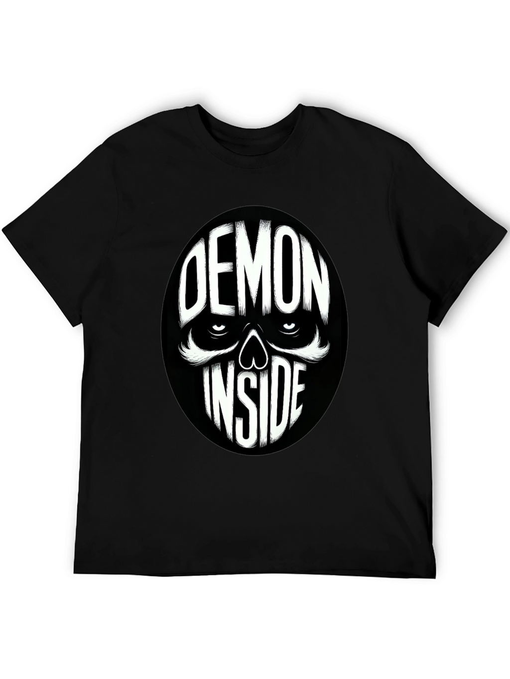 Demon Inside Skull Graphic Tee - Black Cotton Blend