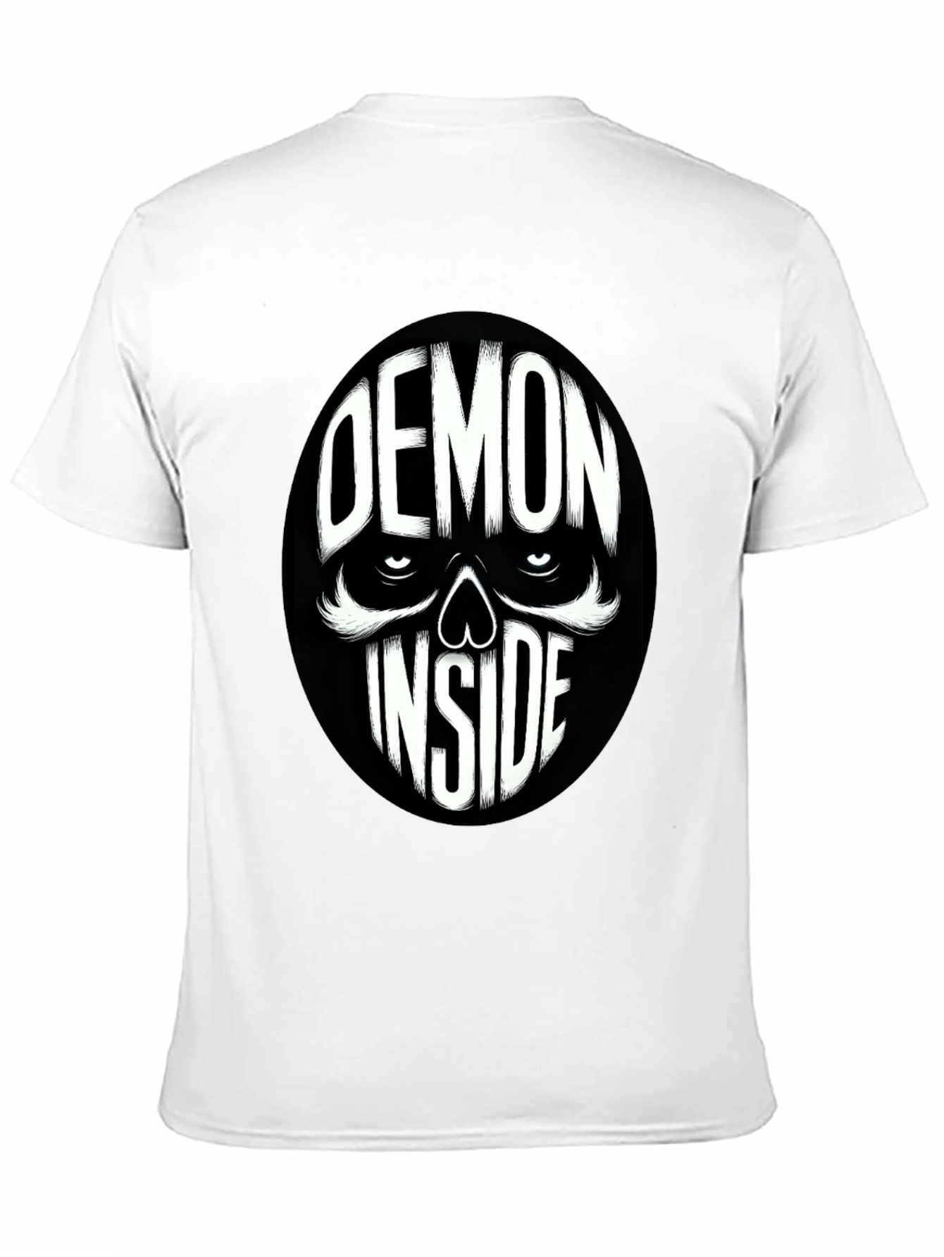Demon Inside Skull Graphic Tee - Black Cotton Blend