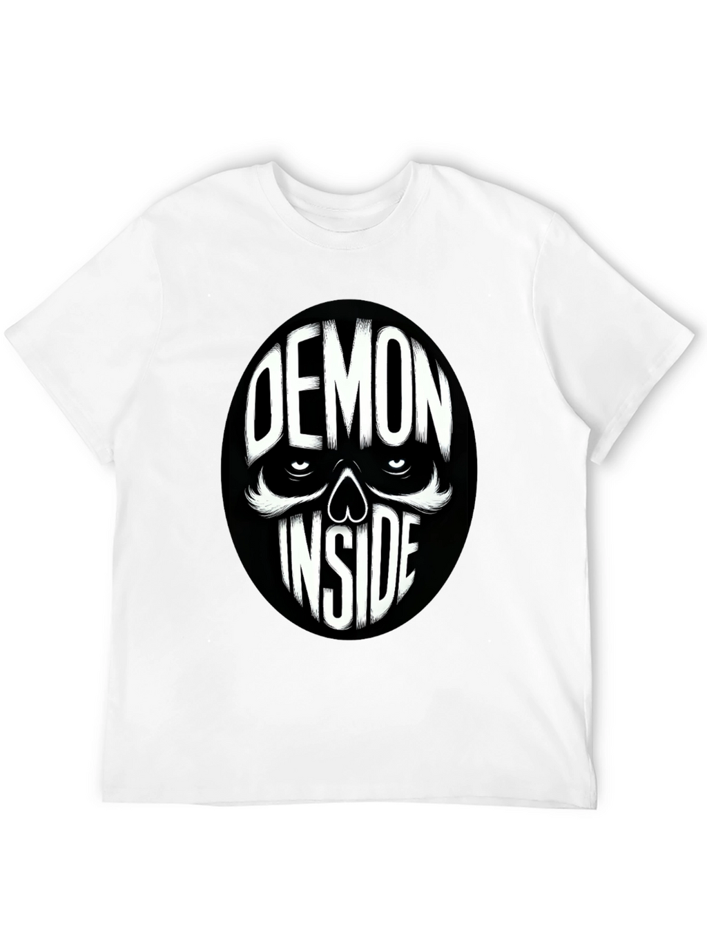 Demon Inside Skull Graphic Tee - Black Cotton Blend