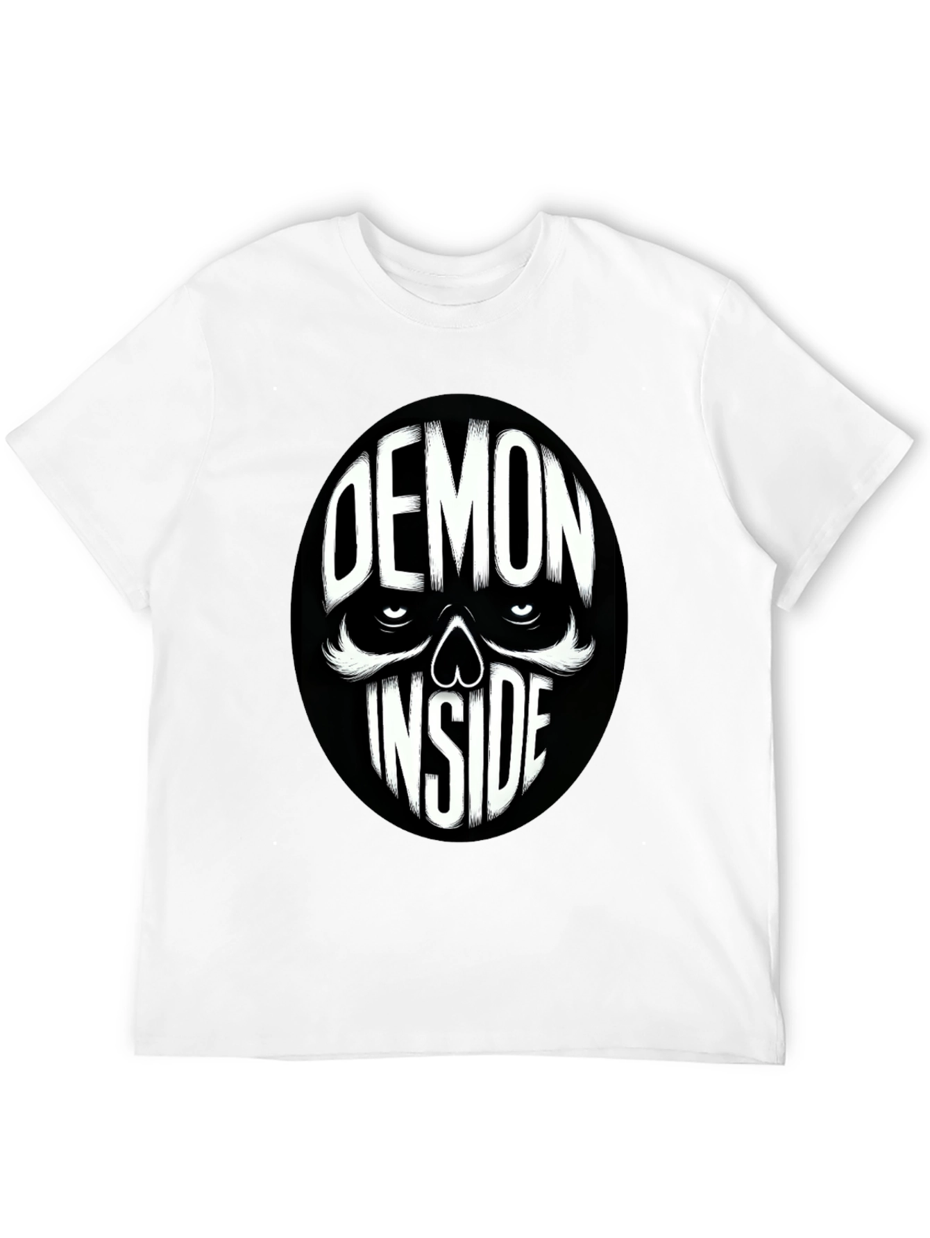 Demon Inside Skull Graphic Tee - Black Cotton Blend