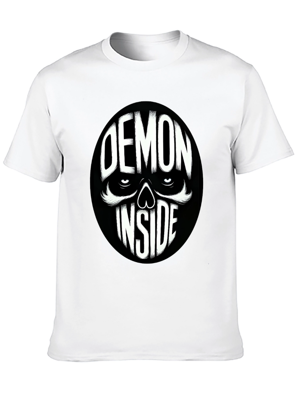 Demon Inside Skull Graphic Tee - Black Cotton Blend