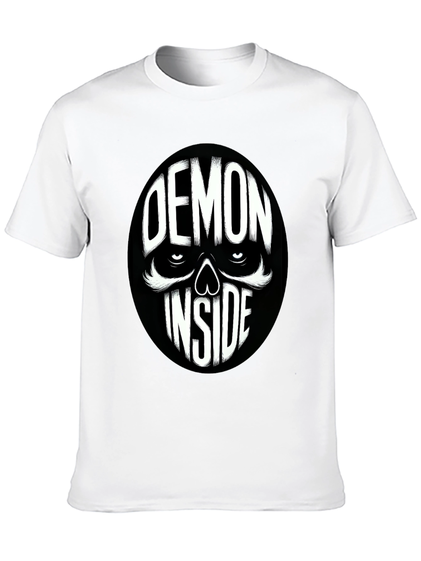 Demon Inside Skull Graphic Tee - Black Cotton Blend