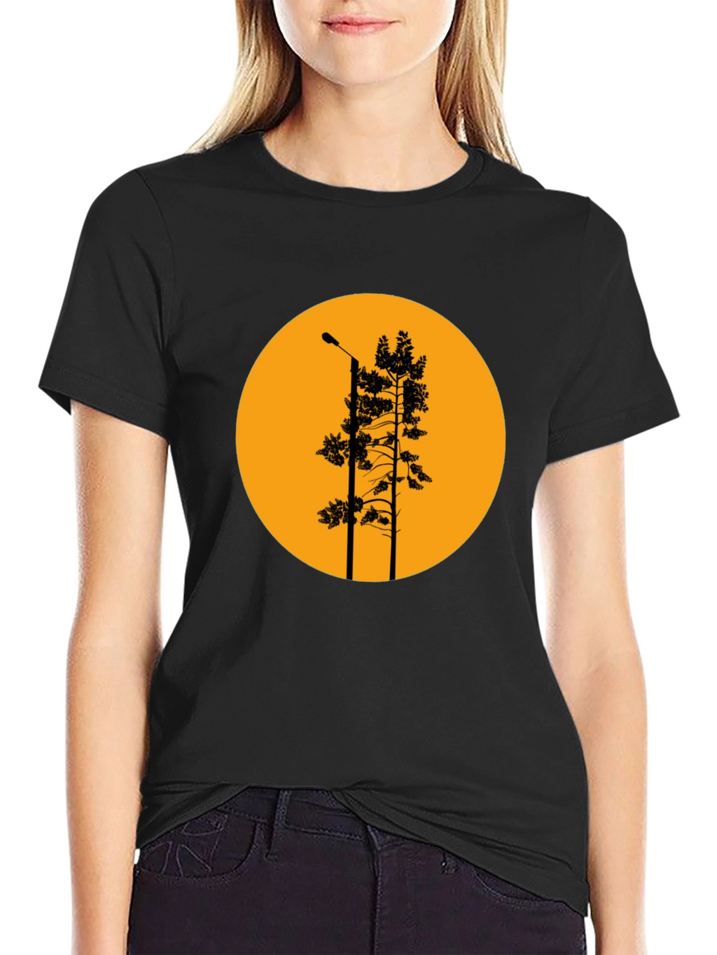Retro Sunset Tree Silhouette Graphic T-Shirt